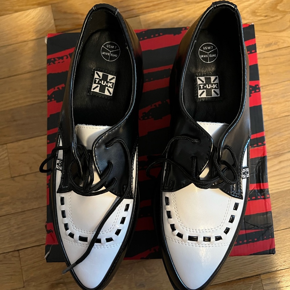 Rare Rock-a-Billy Tuk’s Black and White Platforms